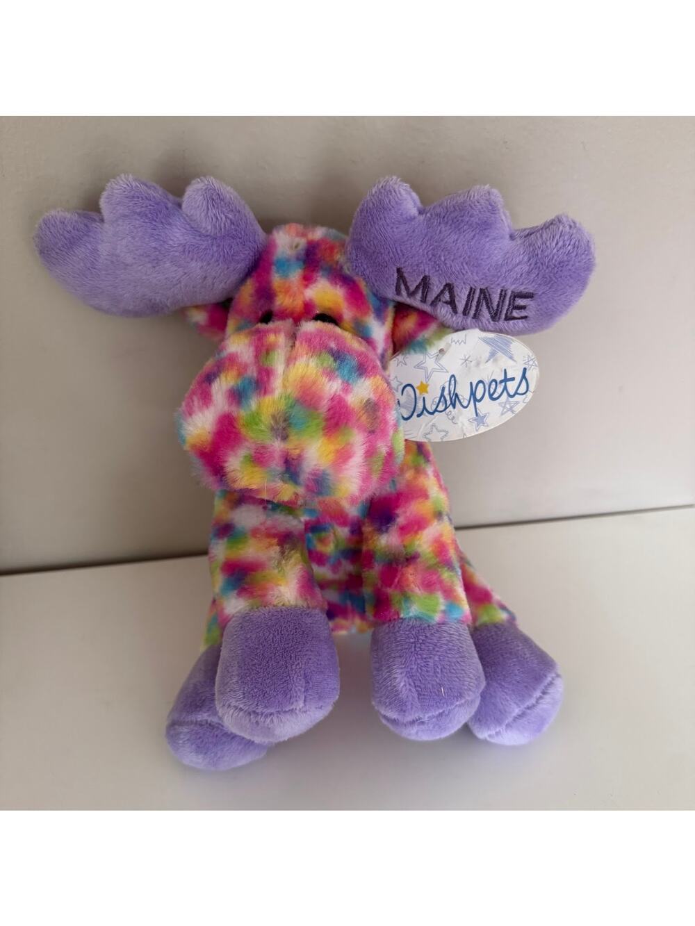 Wishpets Funfetti Moose Purple Stuffed Animal Plush MAINE Souvenir New